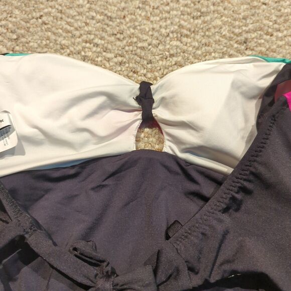 Trina Turk One Piece Swimsuit Swimwear 8 Black Cutout Keyhole Tie Back Bow - Picture 6 of 7